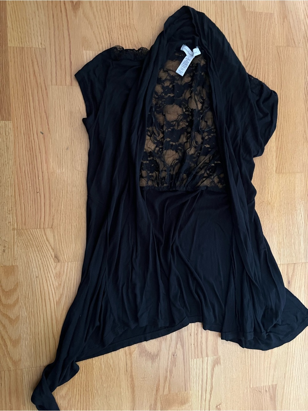 Women's Black Lace-Back Draped Cardigan -